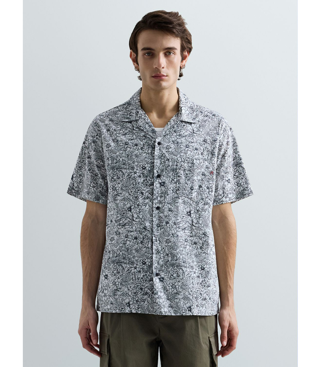 フラワープリントリラックスフィットシャツ 詳細画像 ホワイトブルー 1